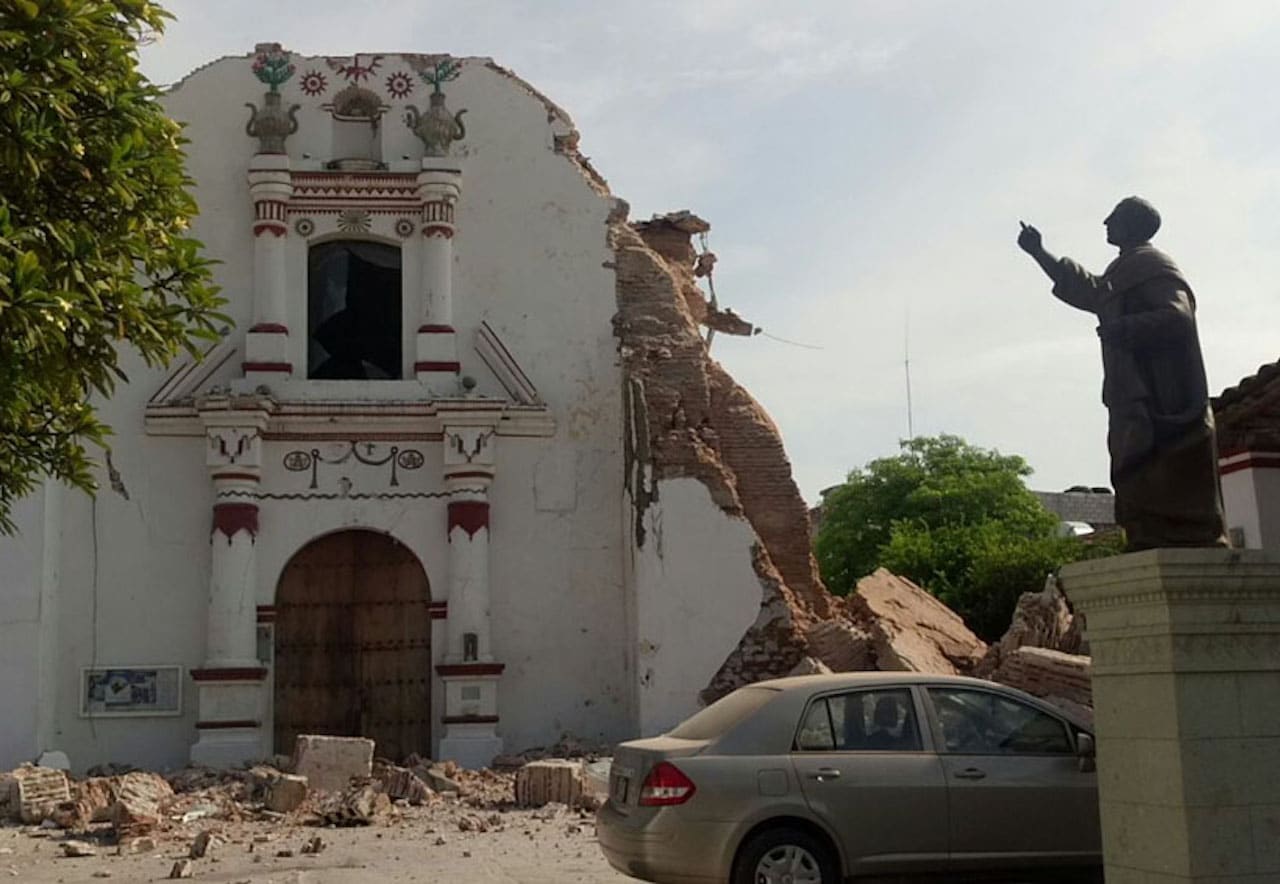 Decenas de templos en Chiapas y Oaxaca, afectados por el sismo