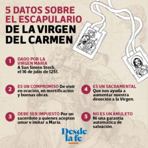 5 datos sobre el escapulario de la Virgen del Carmen.
