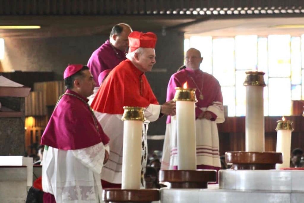 El Cardenal durante la Homilía de acción de gracias por XXV Peregrinación de la Arquidiócesis de México. Foto María Langarica