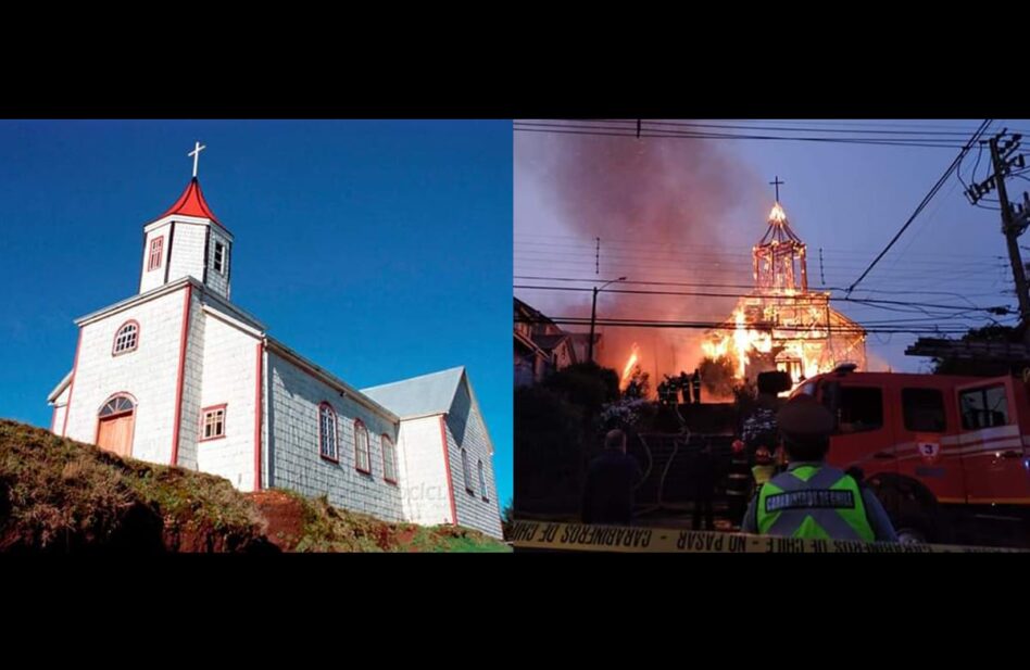 Así era la iglesia de San Francisco de Ancud que se incendió en Chile