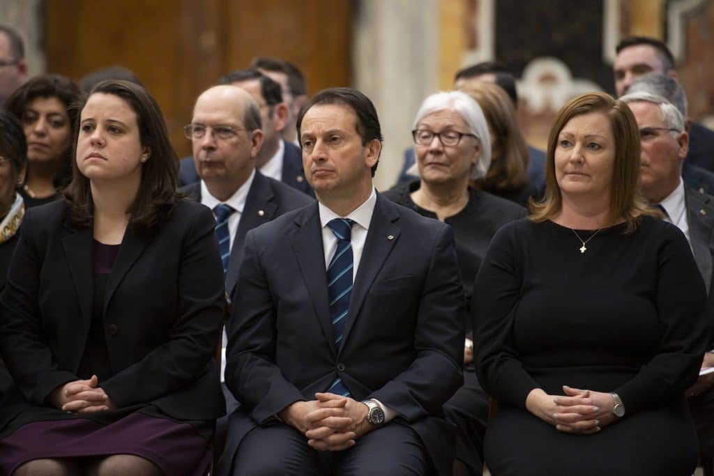 Miembros de los Caballeros de Colón en la Sala Clementina. Foto: L'Osservatore Romano