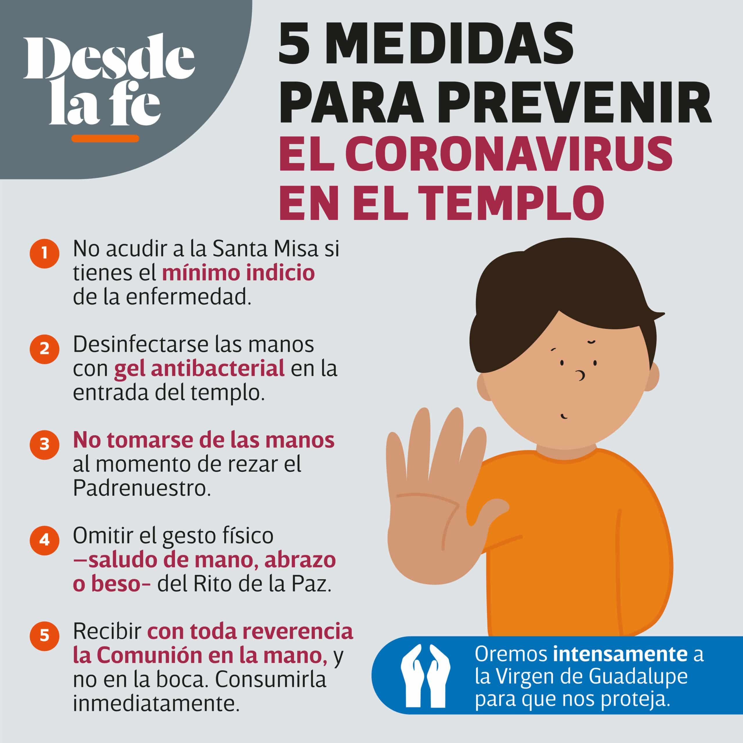 Algunas medidas para prevenir el contagio por coronavirus al asistir a Misa.