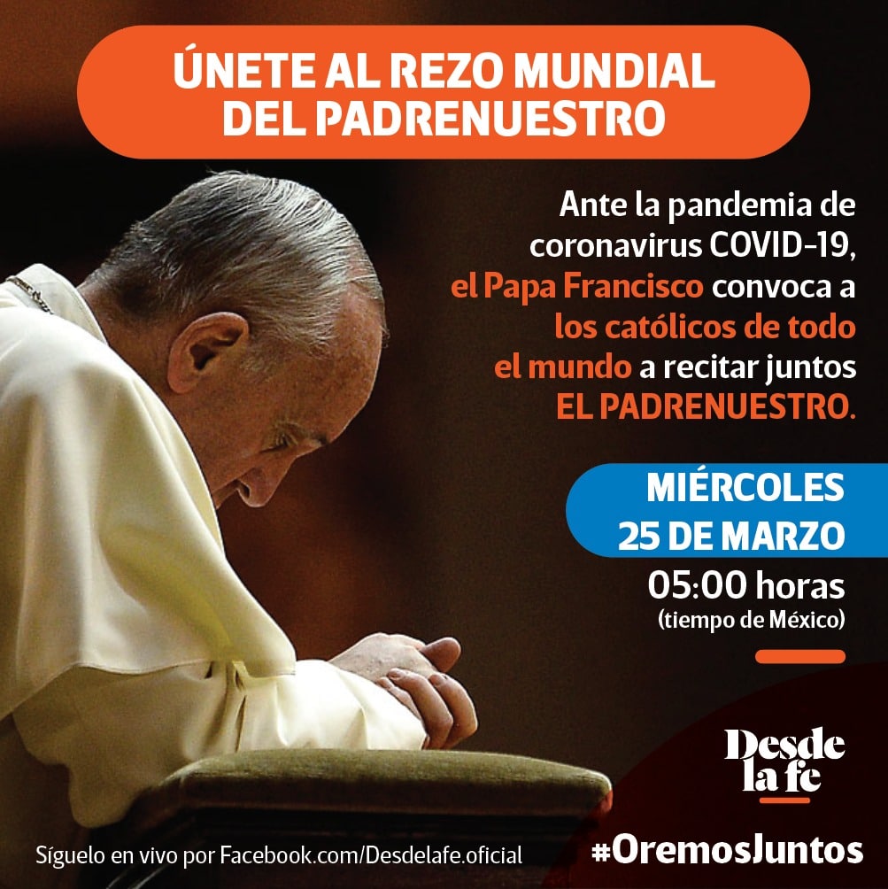 Ve en vivo del Padrenuestro del Papa Francisco en el Facebook de Desde la fe.