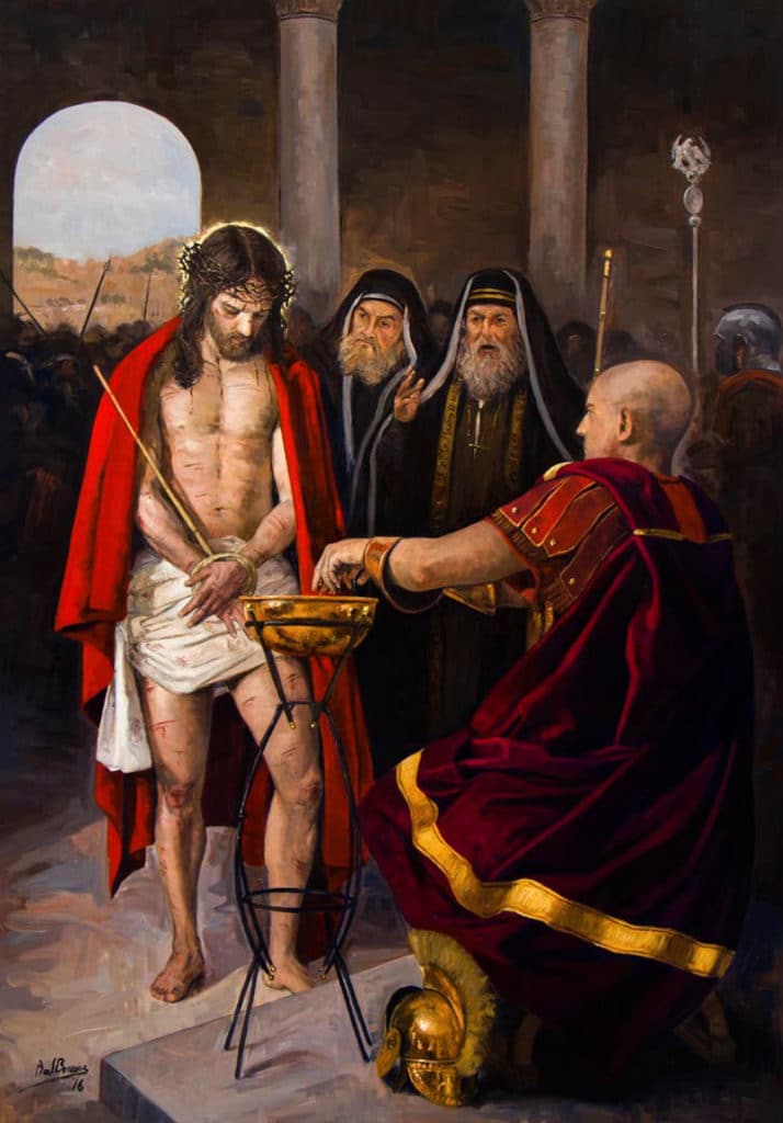 En la primera estación del viacrucis, Jesús es condenado.