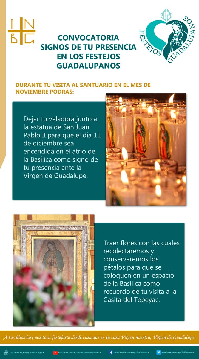 Convocatoria de la Basílica de Guadalupe para los festejos guadalupanos 2020.