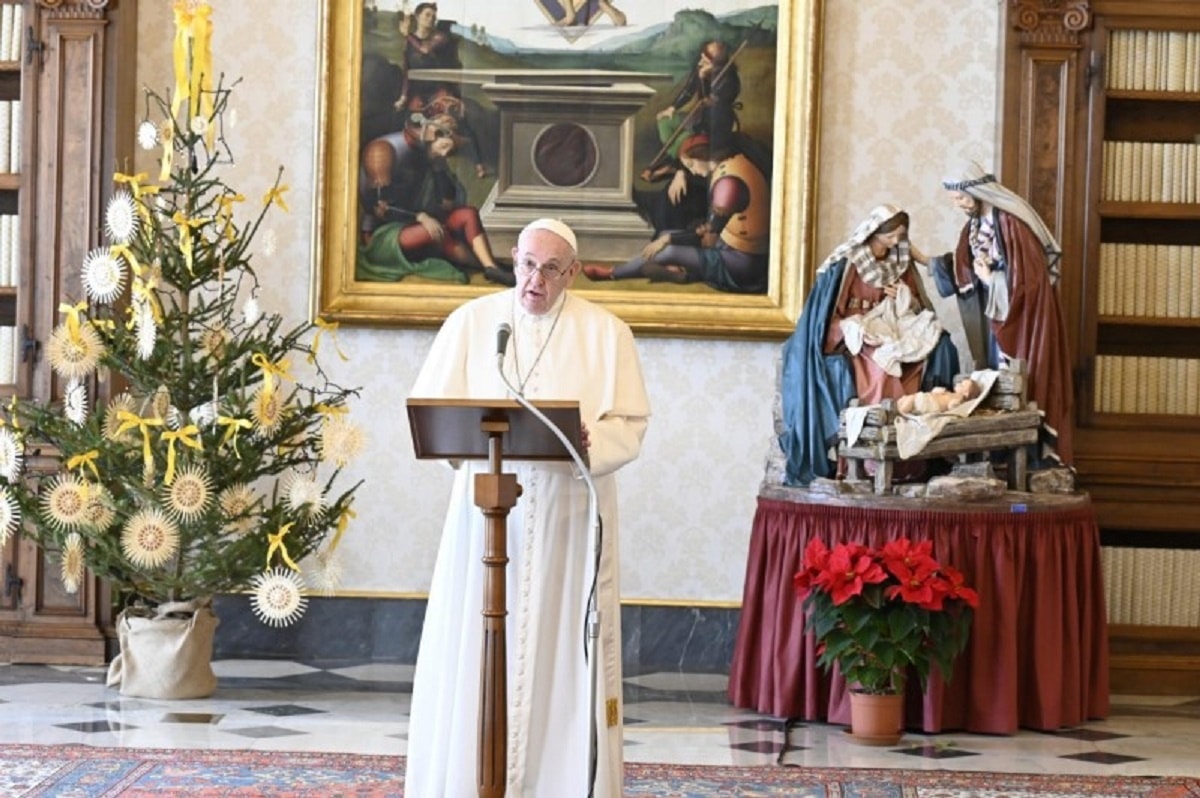 El Papa Francisco en el Ángelus desde el Palacio Apostólico. Foto: Vatican Media.