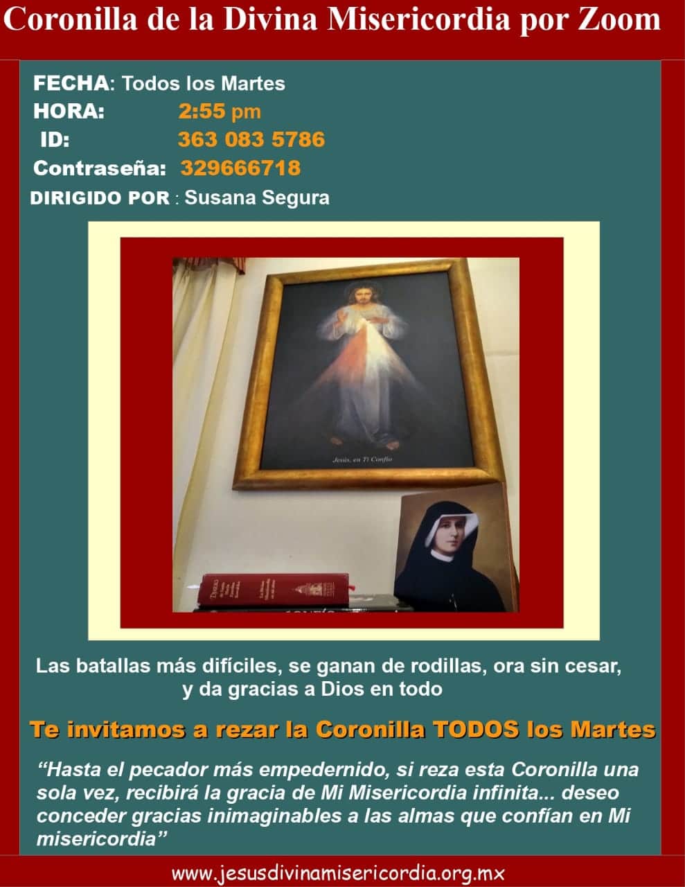 Rezo de la Coronilla de la Divina Misericordia por internet.
