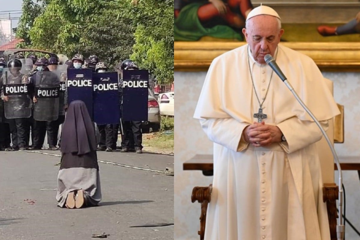Papa Francisco: “Yo también me arrodillo en las calles de Myanmar”