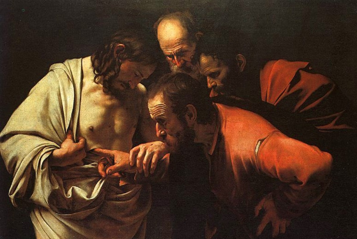 La incredulidad de santo Tomas, cuadro pintado por Caravaggio en 1602.