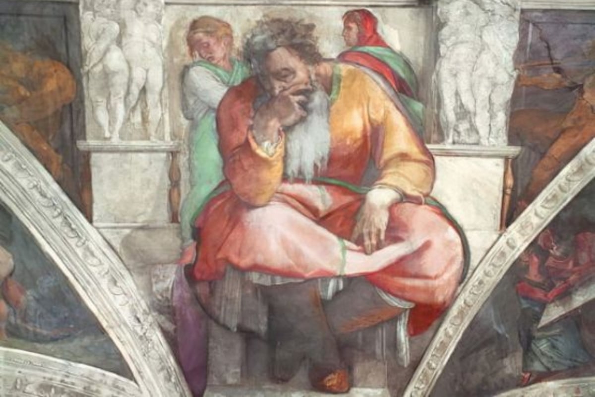 El profeta Jeremías, fresco de Miguel Ángel en la Capilla Sixtina.