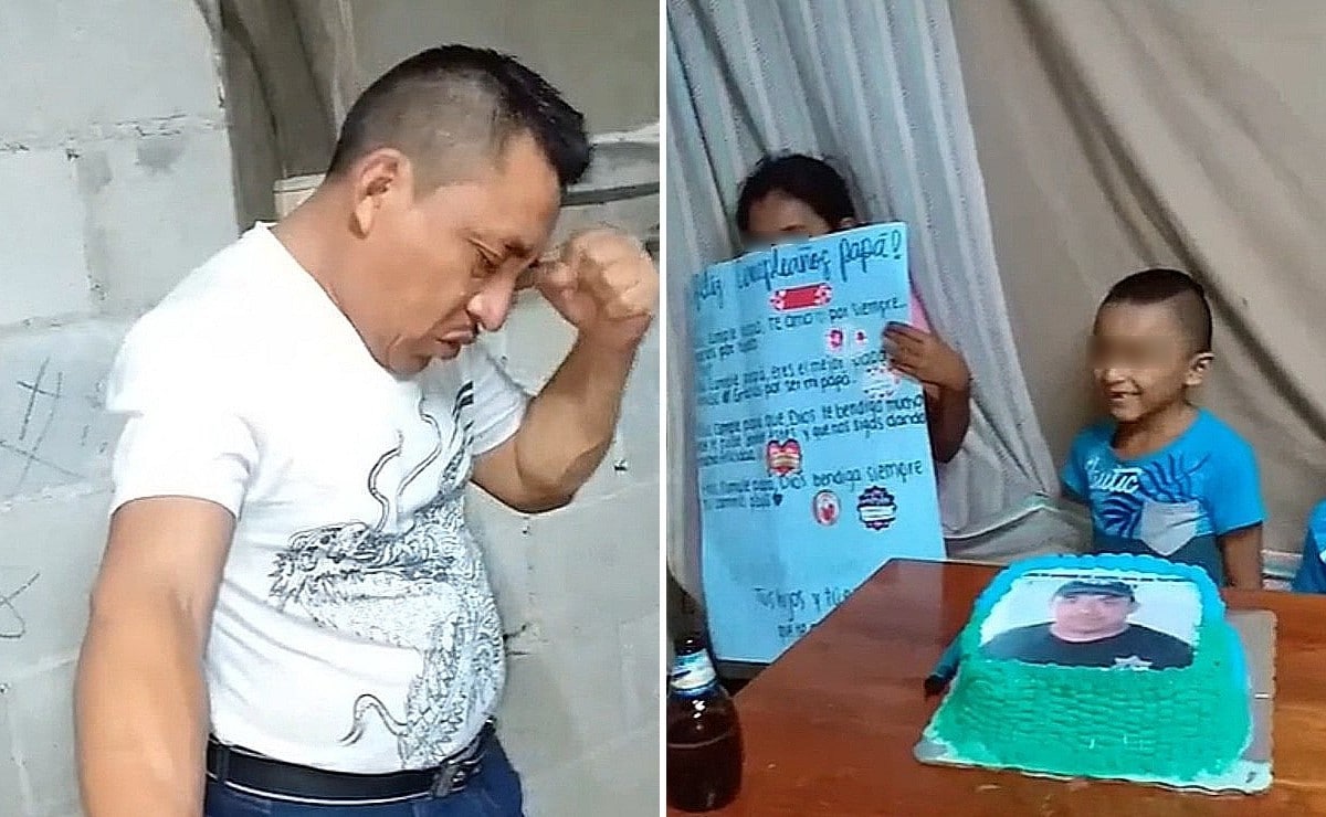 El emotivo video se hizo viral en TikTok. Su familia lo recibe con pastel de cumpleaños.