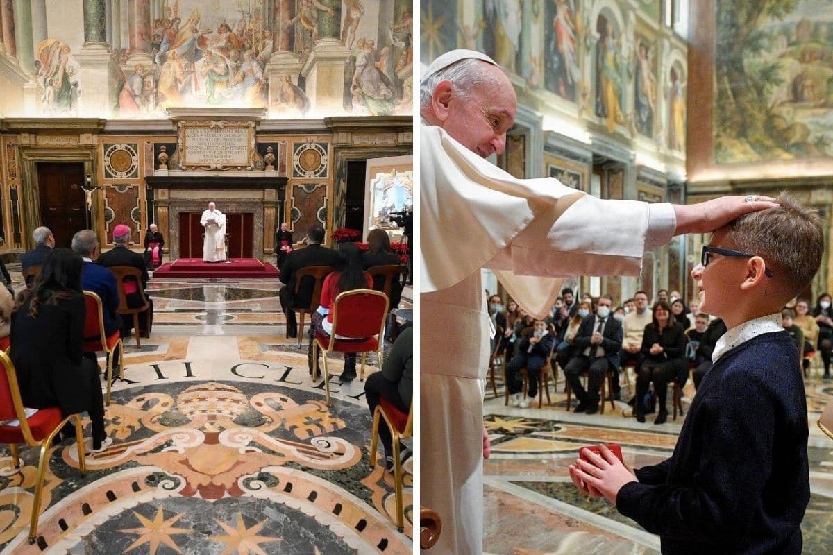 El Papa Francisco reunido con jóvenes de la Acción Católica en la Sala Clementina. Foto: Franciscus/instagram