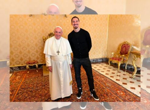 ¡Encontronazo! El futbolista Zlatan Ibrahimovic visita al Papa