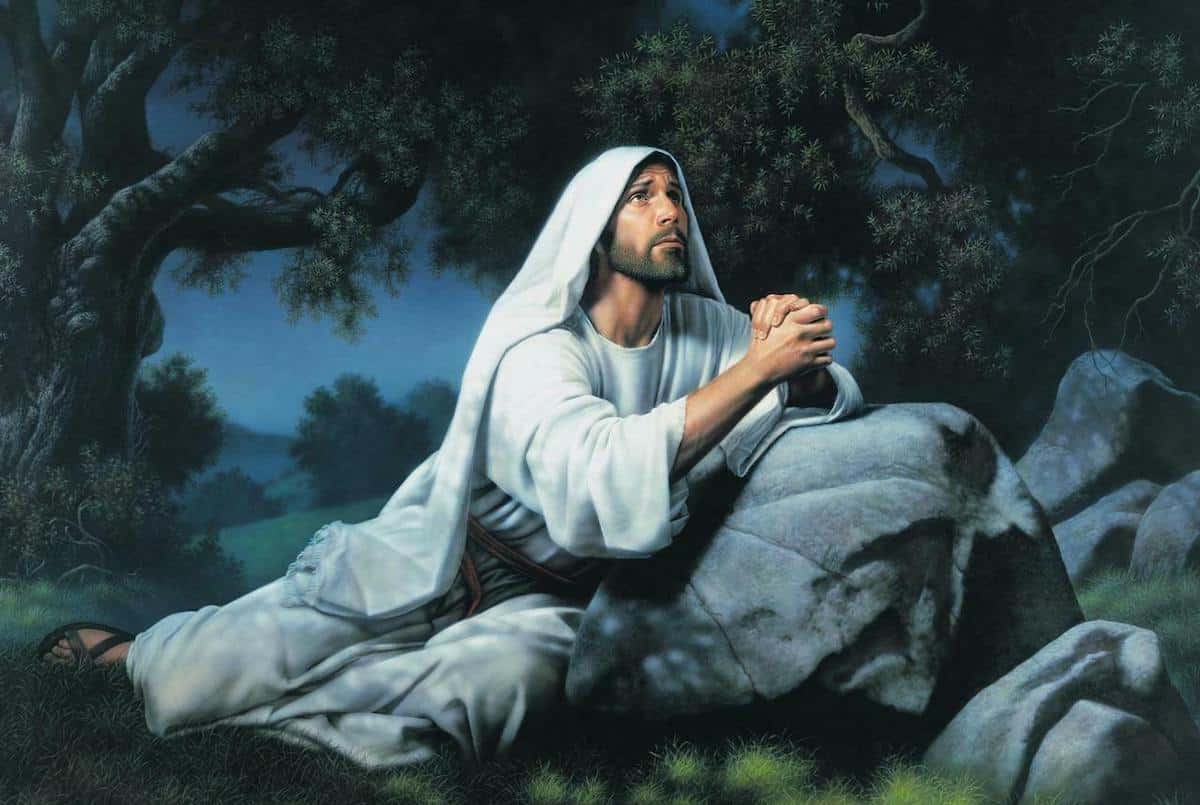 Jesús rezando en el Huerto de los olivos