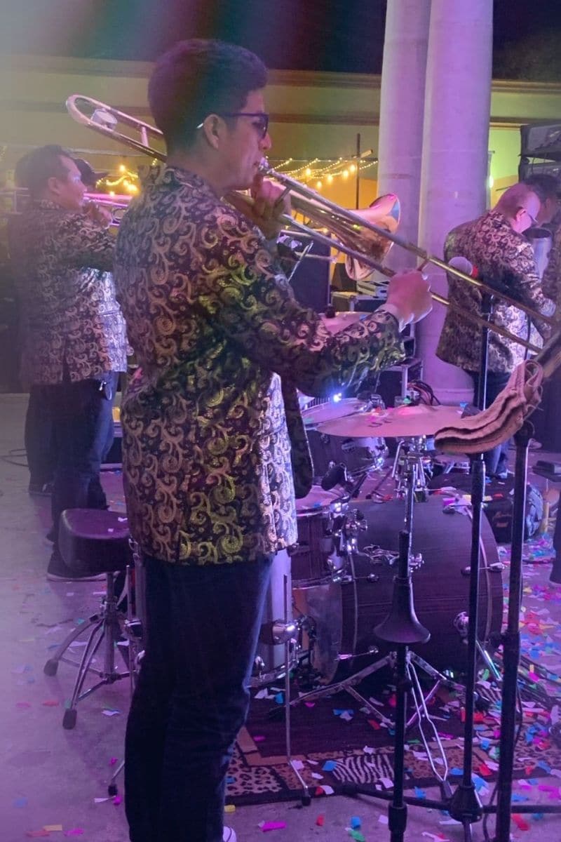 Axel también es trombonista en una orquesta de salsa. Foto: Cortesía.