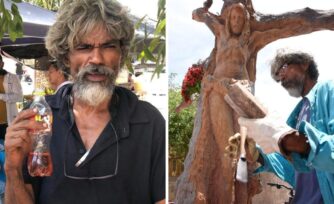 Esculpió a Jesús en un árbol seco, le dio “nueva vida” y él dejó las drogas