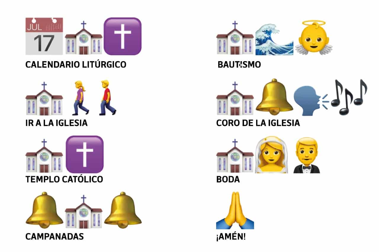 Frases católicas que puedes construir con emojis