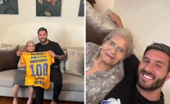 ¡Felices 100 años! Con visita, el futbolista Gignac festeja a una abuela