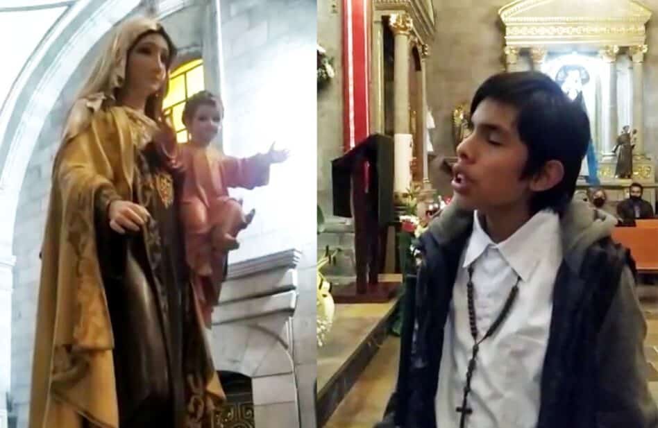 Viral: Joel, el niño ciego que le canta 'mírame' a la Virgen María