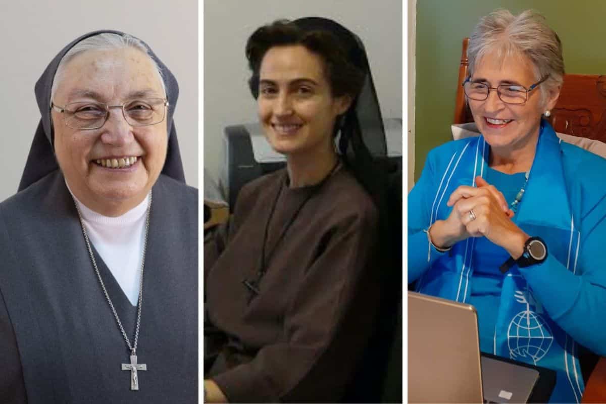 De izq. a derecha: La hermana Yvonne Reungoat, F.M.A; la hermana Raffaella Petrini y la Dra. María Lía Zervino, nuevas integrantes del Dicasterio de los Obispos.