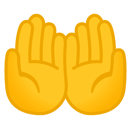 Emoji de palmas hacia arriba.