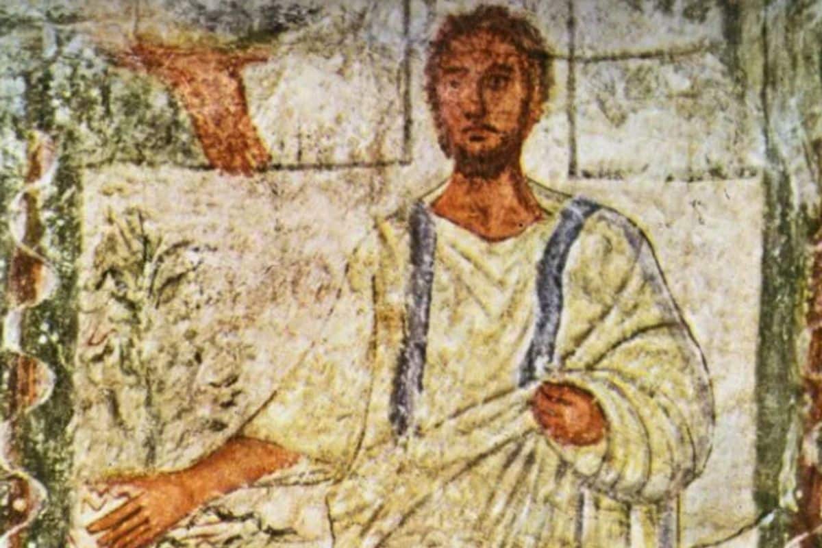 Representación de Moisés del siglo III, la cual se encuentra en los muros de la sinagoga de Dura Europos, en Siria.