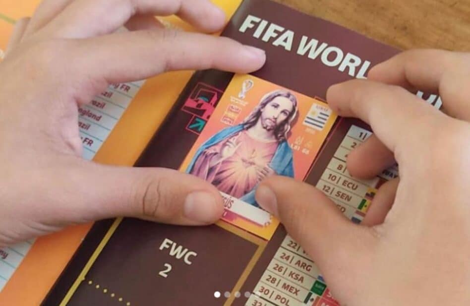 Jesús en un álbum de estampas del mundial Qatar 2022