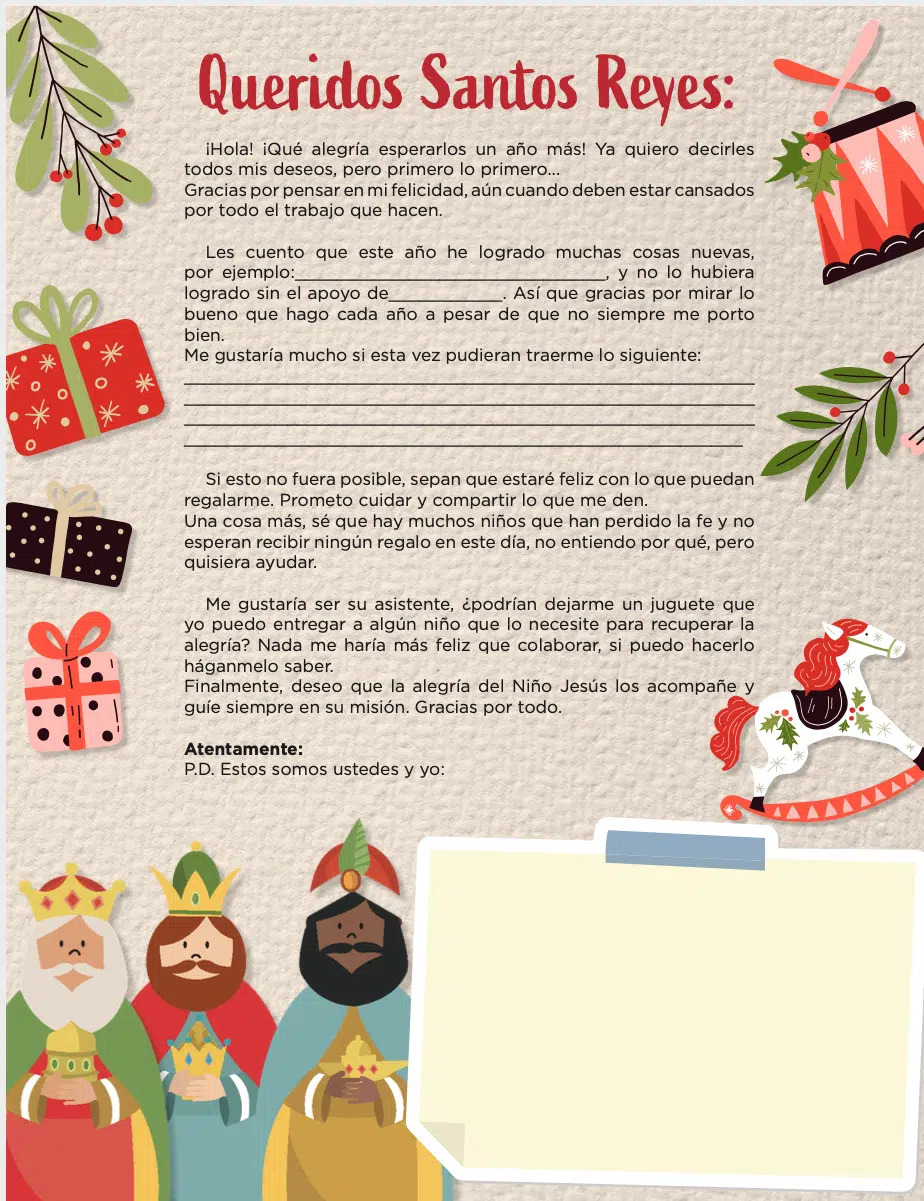 Carta Para Los Reyes Magos Para Que Los Niños Den Gracias Por Sus Regalos Diócesis De Tenancingo 