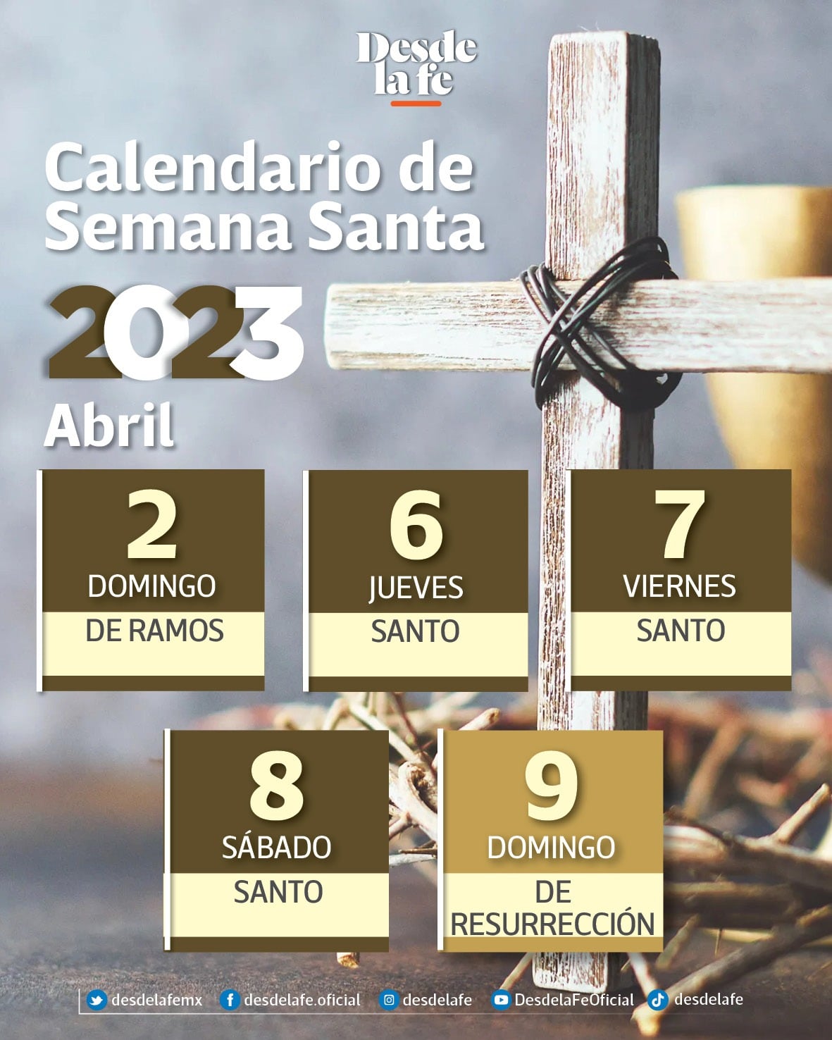 Calendario de Semana Santa 2023.