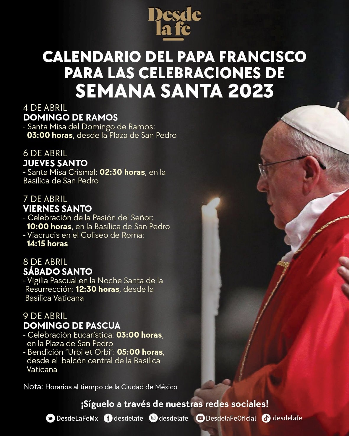 Actividades Papa Francisco Semana Santa 2023