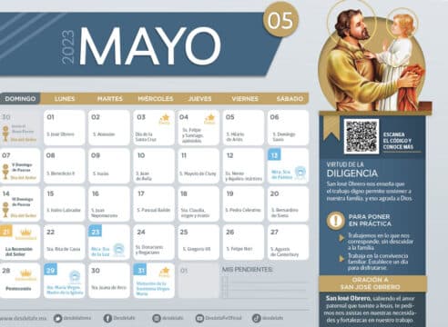 Calendario de Mayo 2023 con festivos para descargar e imprimir gratis