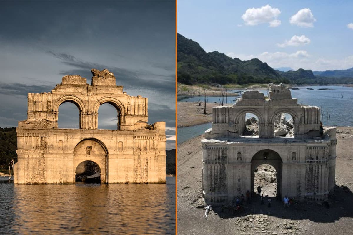 Iglesia que había estado bajo el agua durante siglos emerge completamente