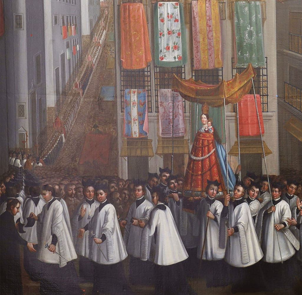 Religiosos en la pintura de la procesión a la Virgen de Loreto en el México del siglo XVIII