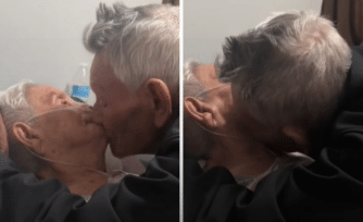 Abuelito se despide de su esposa con un beso y estas palabras (Video)