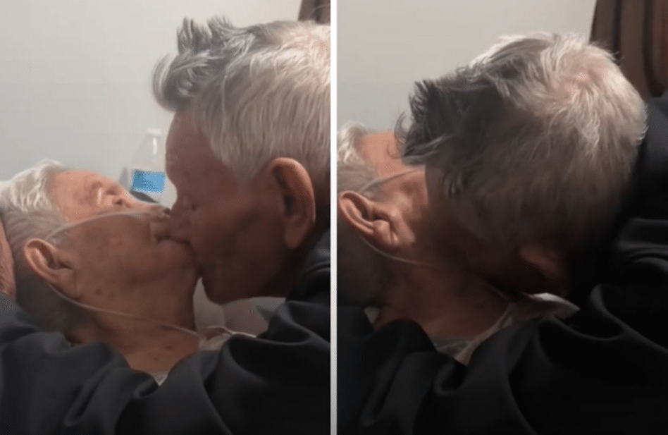 Abuelito se despide de su esposa con un beso y estas palabras (Video)