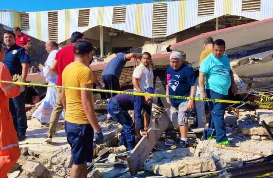 Se desploma el techo de una iglesia en Ciudad Madero, Tamaulipas; hay personas atrapadas