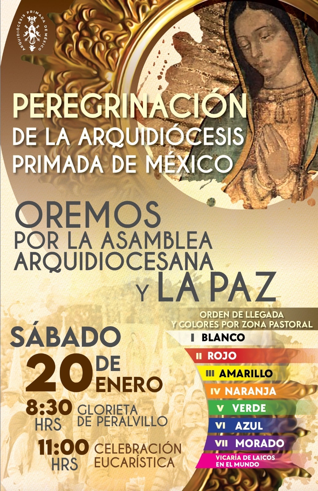 Póster de la Peregrinación de la Arquidiócesis de México a la Basílica de Guadalupe 2024.