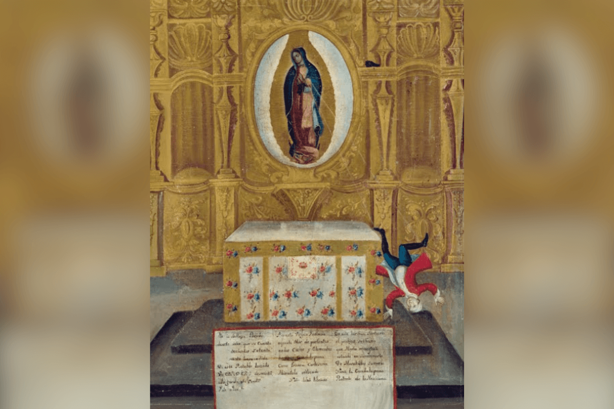 ¿Por qué hay un hombre de cabeza y una telaraña en este exvoto de la Virgen de Guadalupe?