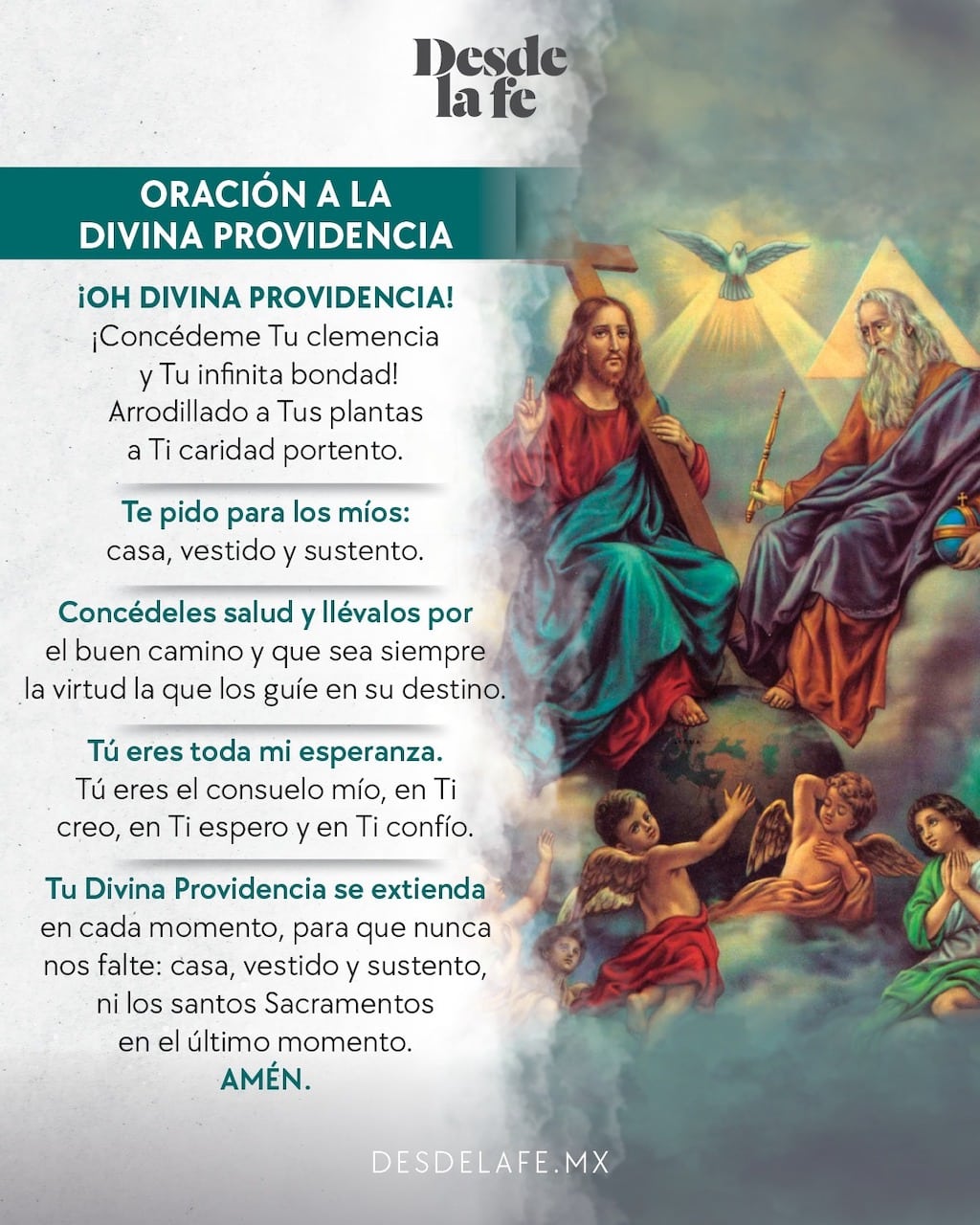 Oración a la Divina Providencia para cada primero de mes / Ilustración Desde la fe.