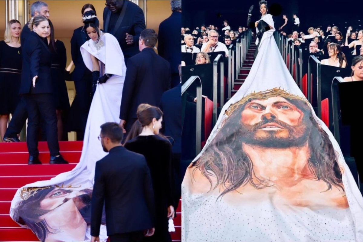 VIDEO: El espectacular vestido con el rostro de Cristo que desfiló en Cannes e intentaron censurar 