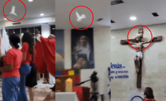 VIDEO: Paloma blanca sorprende al posarse sobre Cristo en la fiesta de Pentecostés