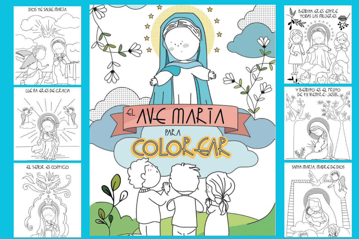 Oración del Ave María para colorear (Descárgala en PDF)