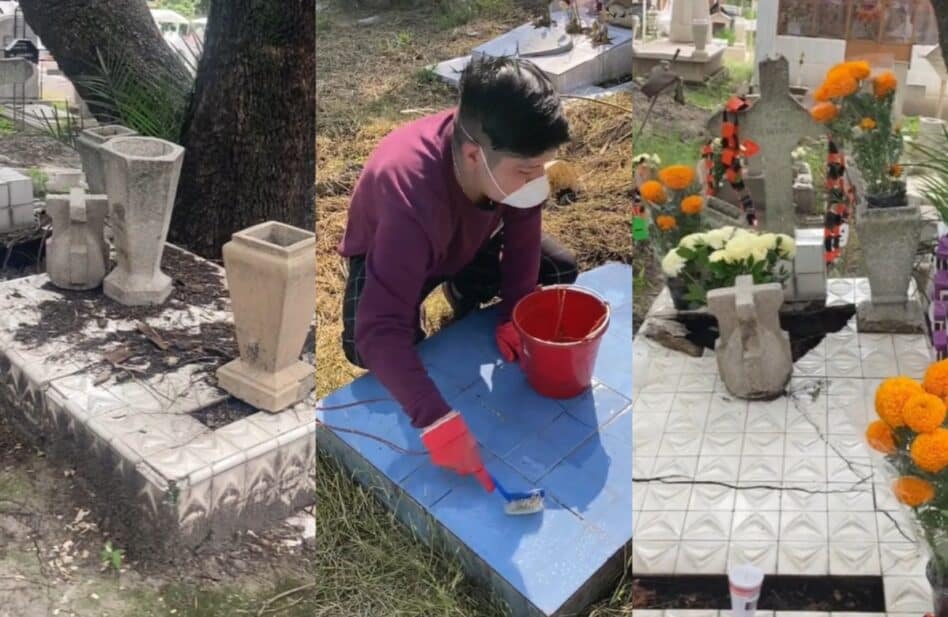 Joven se vuelve viral al limpiar tumbas abandonadas: "Los olvidados son mi devoción"