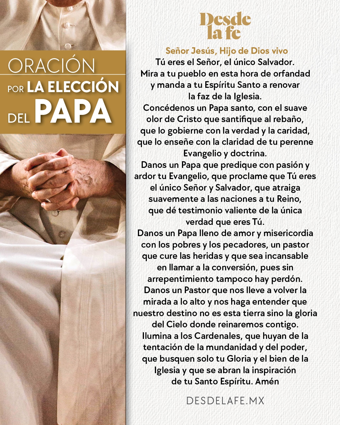oración cónclave nuevo papa