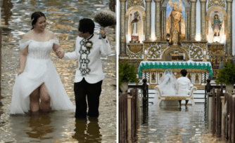 Amor en medio del agua: celebraron su boda en una iglesia inundada