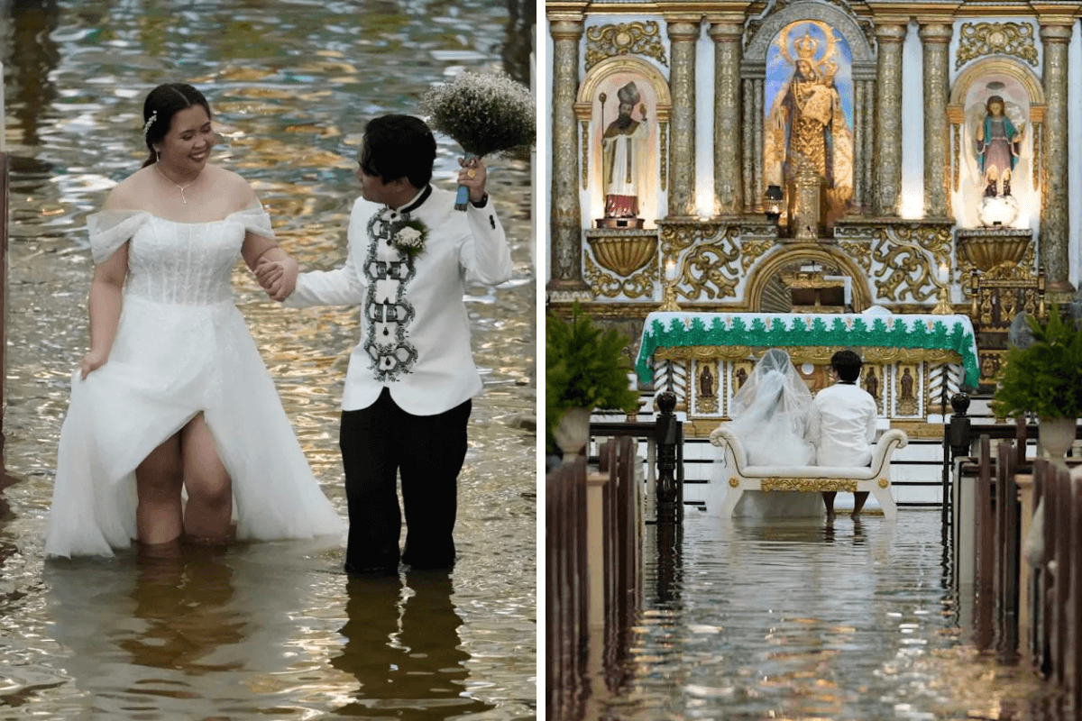 Amor en medio del agua: celebraron su boda en una iglesia inundada