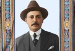 Retrato de San José Gregorio Hernández con sombrero y traje formal en marco religioso decorado, símbolo de su canonización