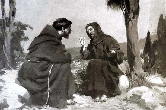 Ilustración de Fray León y San Francisco de Asís.