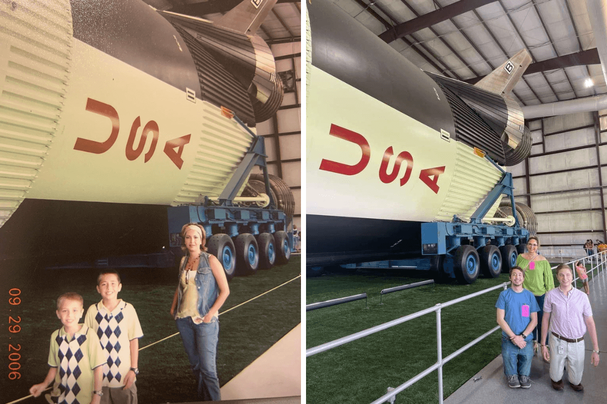 Patrick recreó una fotografía con su hermano y su madre en la NASA. Cortesía: Patrick Jay Ream