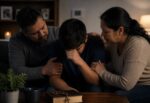 Una familia acompaña con preocupación a un joven que enfrenta una adicción, reflejando el impacto emocional que esta enfermedad tiene en el hogar.